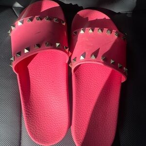 Valentino By Mario Valentino Pink Studded Sandals